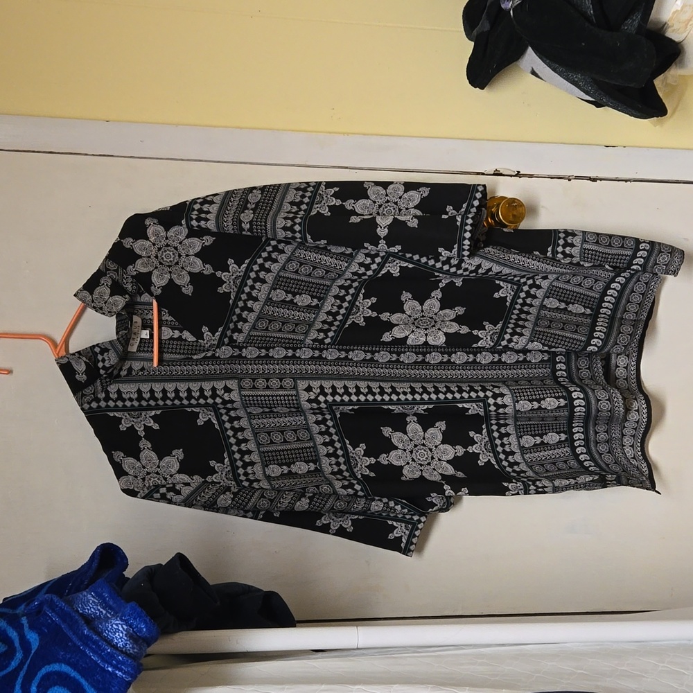 Dress, large, by chaus, black and white with some blue
